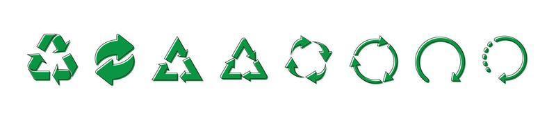 Recycle green and black vector icons. Recycle icons isolated on white background. Eps10