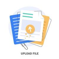 Uploading office file flat icon with gradient style. Uploading office document icon. File upload task icon for business and presentation vector