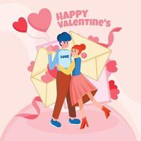 Happy Valnetine Illustration Vector Couple