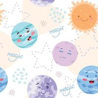 cute patterns with planets. Children's patterns for fabrics, textiles, interior elements. Collection of cartoon patterns. vector