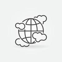 Earth Globe with Clouds linear vector concept icon