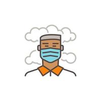 hombre con máscara facial y smog vector icono moderno