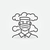 Man in Face Mask in Smog vector concept linear icon