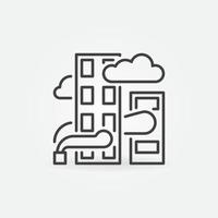 Smog in City line icon.  Air Pollution linear vector symbol