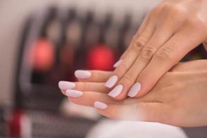 woman fingers with french manicure photo