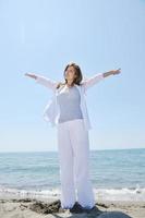 young woman relax  on beach photo