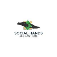 diseño de icono de logotipo de manos sociales vector