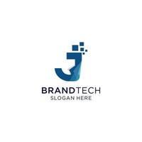 Brand tech J logo icon vector image