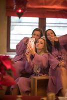 girls doing Selfy on  bachelorette party photo