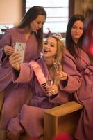 girls doing Selfy on  bachelorette party photo