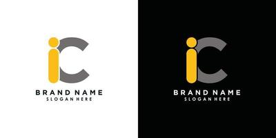 vector de diseño de logotipo de letra i y c con escudo de icono creativo