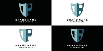 set of letter dp and db logo design vector with icon shield creative