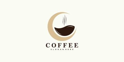 diseño de logotipo de café para icono de cafetería con vector premium de concepto creativo