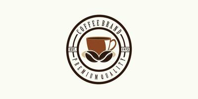 diseño de logotipo de café para icono de cafetería con vector premium de concepto creativo