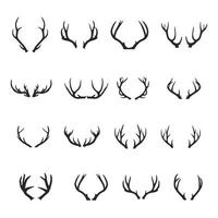 Deer Antlers silhouette set, Deer antlers icon set. vector