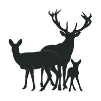 Deer animal family silhouettes vector