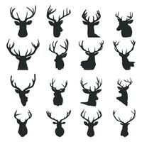 Deer head silhouette set vector