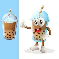 Cute Bubble Tea mascot thumbs up vector