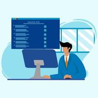 prueba de concepto en línea. verifique listas de verificación en línea, encuestas de cuestionarios, educación en línea, pruebas en línea de Internet, pruebas de aceptación de nuevos empleados. vector