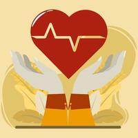 blood pressure concept, high blood pressure, hypertension disease, blood pressure control concept. big hand and heart pounding illustration vector
