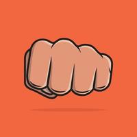 Silhouette of a fist close up. The hand clenched into a fist is depicted on a white background. Vector illustration