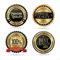 Collection of Premium quality gold and black badge retro design vector illustration