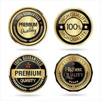 Collection of Premium quality gold and black badge retro design vector illustration