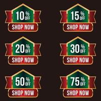 modern golden discount price tag set shop now vector