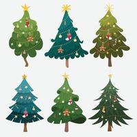 colección de árboles de navidad planos dibujados a mano vector