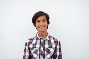 a portrait of a young attractive Arab boy isolated on a white background photo