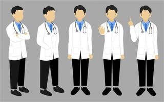 conjunto de ilustración sin rostro de personaje médico masculino vector