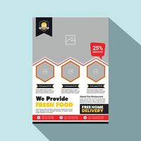 Eye catching, Modern, Professional and Creative food banner, flyer or template design with circle, rectangle, hexagon and triangle A4 layout vector