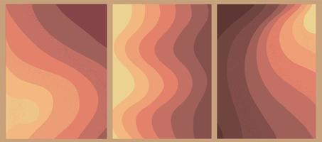 abstract groovy backgrounds set  with wavy stripes in brown palette. Good for backgrounds, wallpaper, social media templates, posters, prints, cards, etc. EPS 10 vector