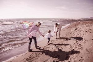 happy family enjoying vecation during autumn day photo