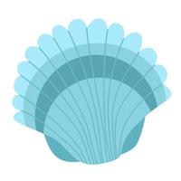 Blue scallop shell. Vector element isolated on white background