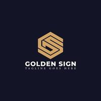 Abstract initial letter GS or SG logo in gold color isolated in blue navy background applied for business management and consulting firm logo also suitable for the brands or companies vector