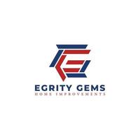 Abstract initial letter EG or GE logo in red-blue color isolated in white background applied for home improvement logo also suitable for the brands or companies have initial name GE or EG. vector