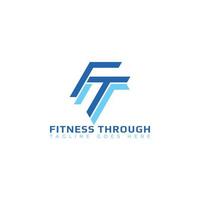 Abstract initial letter FT or TF logo in blue color isolated in white background applied for fitness app logo also suitable for the brands or companies have initial name TF or FT. vector