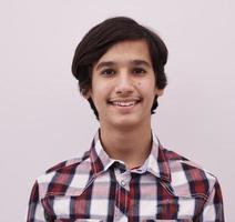 portrait  arab teenager on white background photo