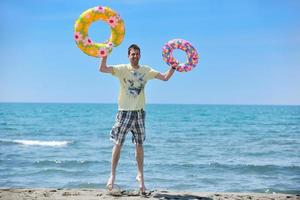 man relax on beach photo