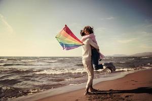 Couple enjoying time together at beach photo