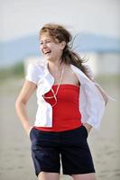 young woman relax  on beach photo