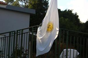 Flag in a city park on the Mediterranean coast in Israel. photo