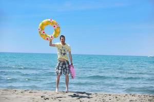 man relax on beach photo