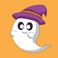 Cute Ghost with watch hat. Draw illustration in color vector