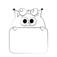 Cute Owl with poster without text in black and white for congratulation vector