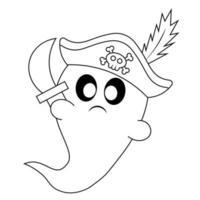 Cute Ghost Pirate. Draw illustration in black and white vector