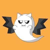 Cute Ghost Bat. Draw illustration in color vector