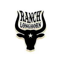 Western Longhorn Bull Cow Buffalo Head silhouette For Ranch Livestock Logo Design vector