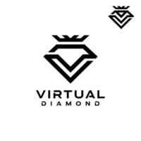 Letter V Diamond King Crown Logo vector
